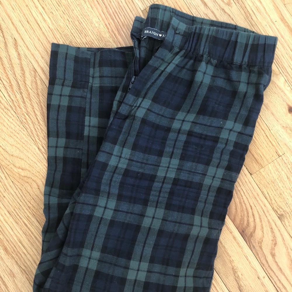 brandy melville green and navy plaid pants